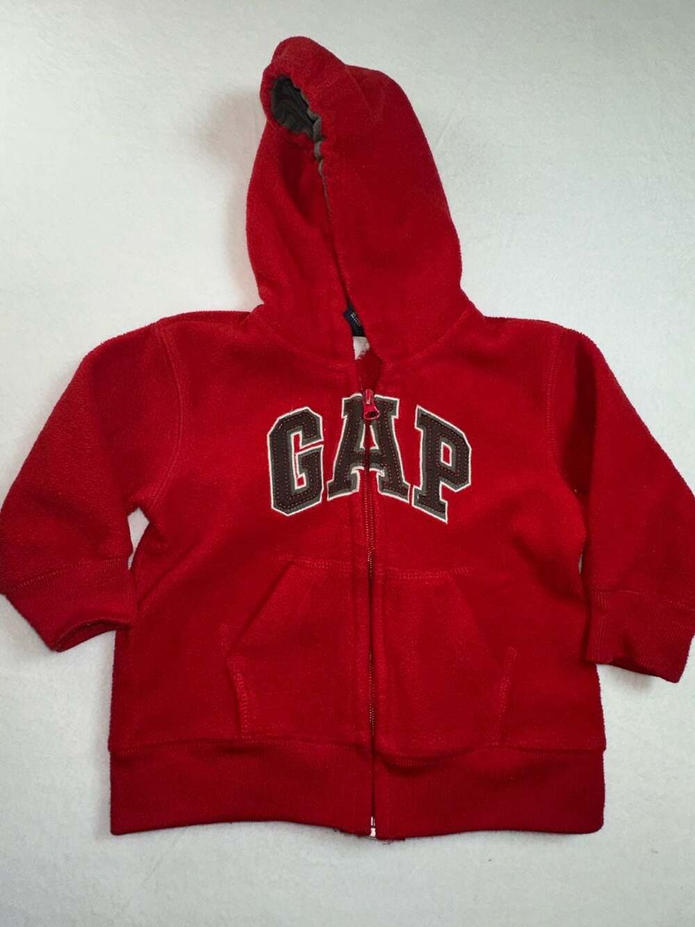 Baby Gap Toddler Red Zip-Front Logo Fleece Hoodie